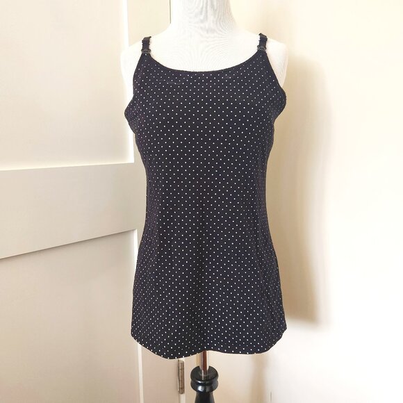 Gilligan & O'Malley Black/white polka dot nursing tank top. Maternity size M. - Picture 1 of 4